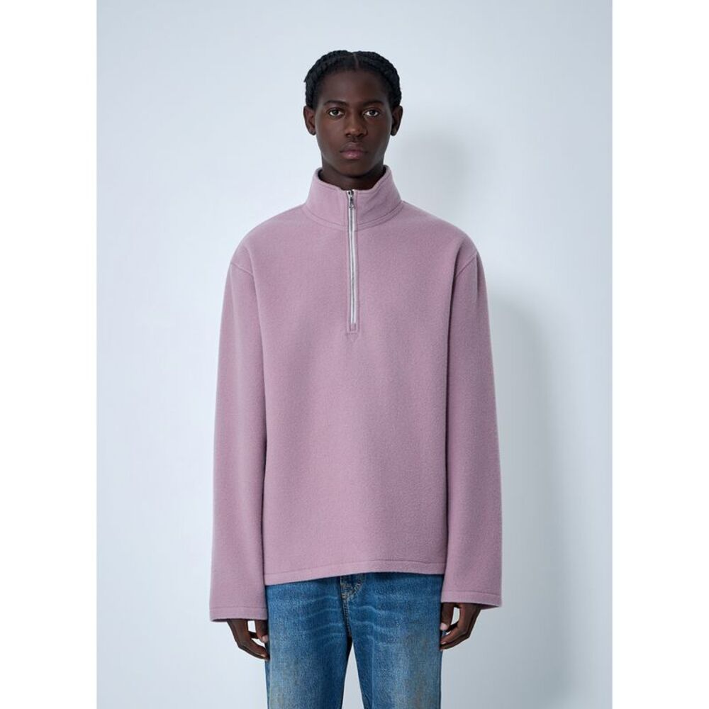 Soft Half-Zip Pullover Sweater in Dusty Pink